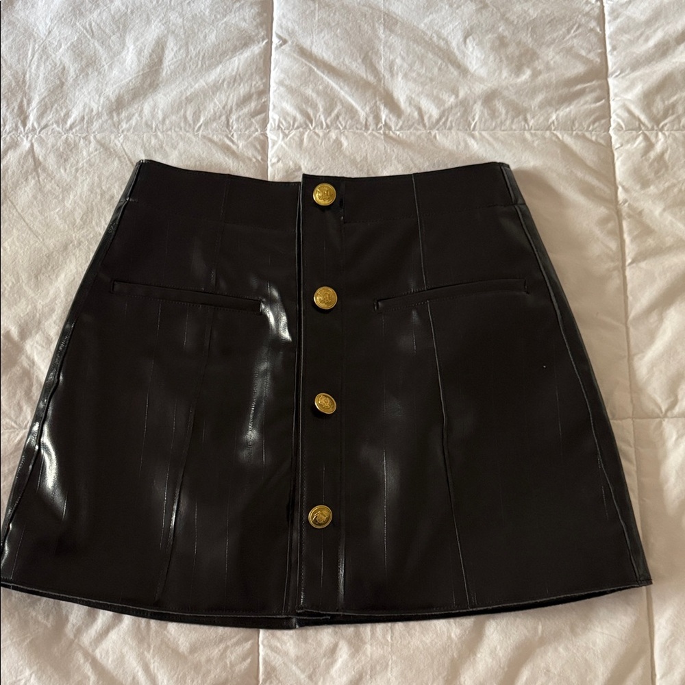 Zara Black Mini Skirt with Gold Accents